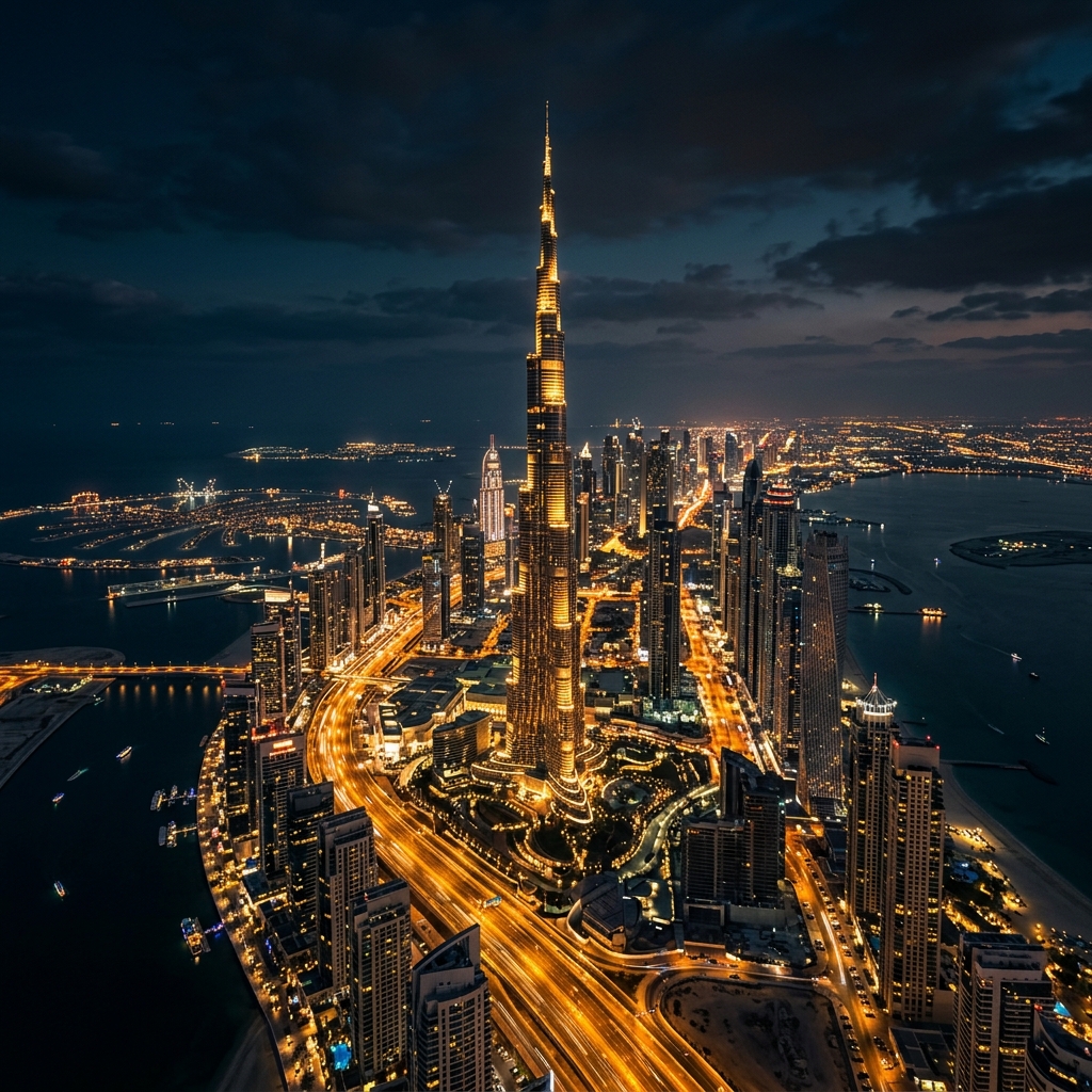 Dubai skyline at night